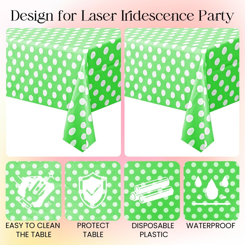 1 Piece Lime Green Polka Dot Rectangle Tablecloth - 54x72“