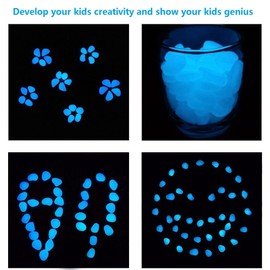 340pcs Glow in The Dark Garden Pebbles, Gardening Luminous Glow Stones Outdoor Decor Glowing Water Fish Tank Gravel (Blue)