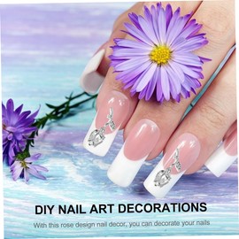Healvian 2pcs Rose Nail Art Decoration Nail Decor for Manicure for Festivals Special Occasions Silver for Friends Who Love Design
