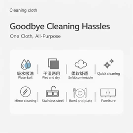 Pull-Out Microfiber Cleaning Cloths in Dispenser Box – Lint-Free, Super Absorbent Kitchen & Household Towels