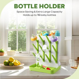 MeCids Baby Bottle Drying Rack, Vertical Standing Bottle Dryer Rack Holder, Space Saving Baby Bottle Drying Rack for Countertop - Holds Up to 12 Baby Bottles