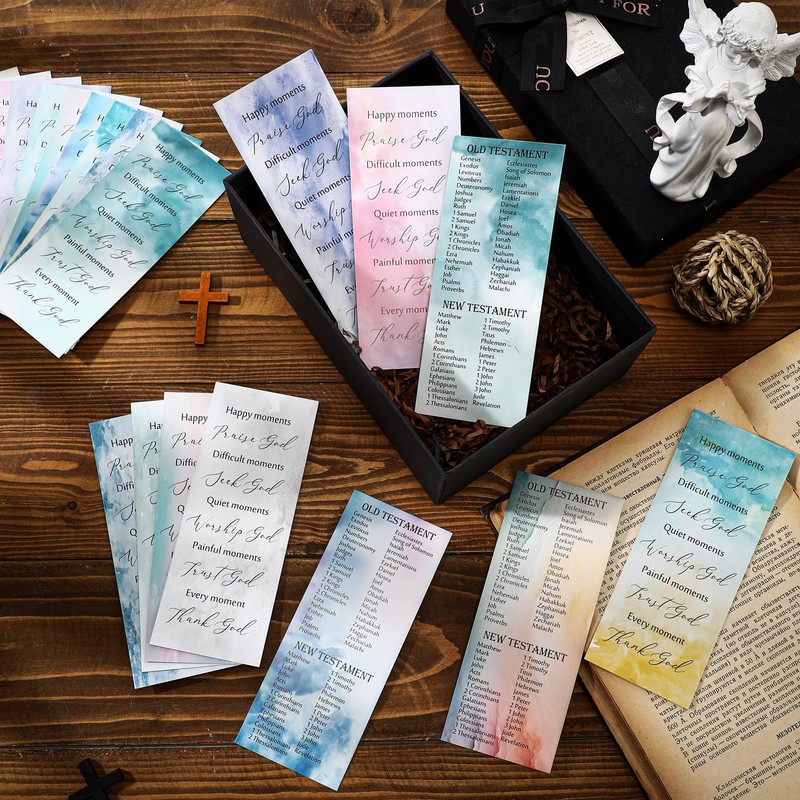 Skyygemm 100 Pcs Easter Christian Bookmarks Bulk Bible Scripture Cards