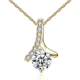AVA Collections Pendant Necklace Jewellery for Womens, Pendant and Earrings, Crystal Rhinestones, Sterling Silver made for Loved ones (Clear-Gold-Bridesmaid)