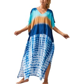 AIEOE Women's Maxi Kaftan Beach Dress in Bohemian Style, Long Beach Loungewear, Summer, One Size, Large, Colour 11