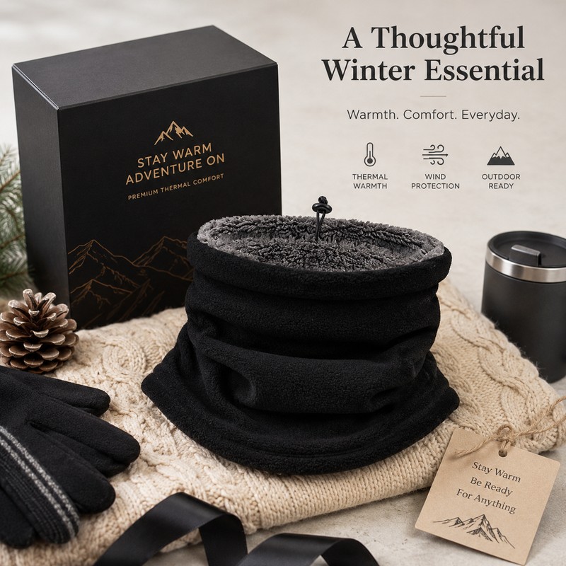Thermal Neck Gaiter for Cold Weather – Fleece-Lined Windproof Face