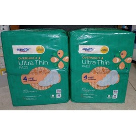 Equate Size 4 Overnight Ultra Thin Pads w/ Flexi Wings 38 ct x 2 Packs