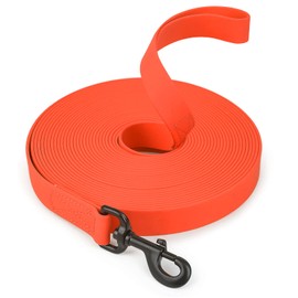 5 m Recall Lead for Large Dogs, 1.5 m / 5 m / 10 m Waterproof Dog Lead Robust Lead with Hand Loop and Mesh Pocket, Training Lead for Large to Small Dogs (Orange)