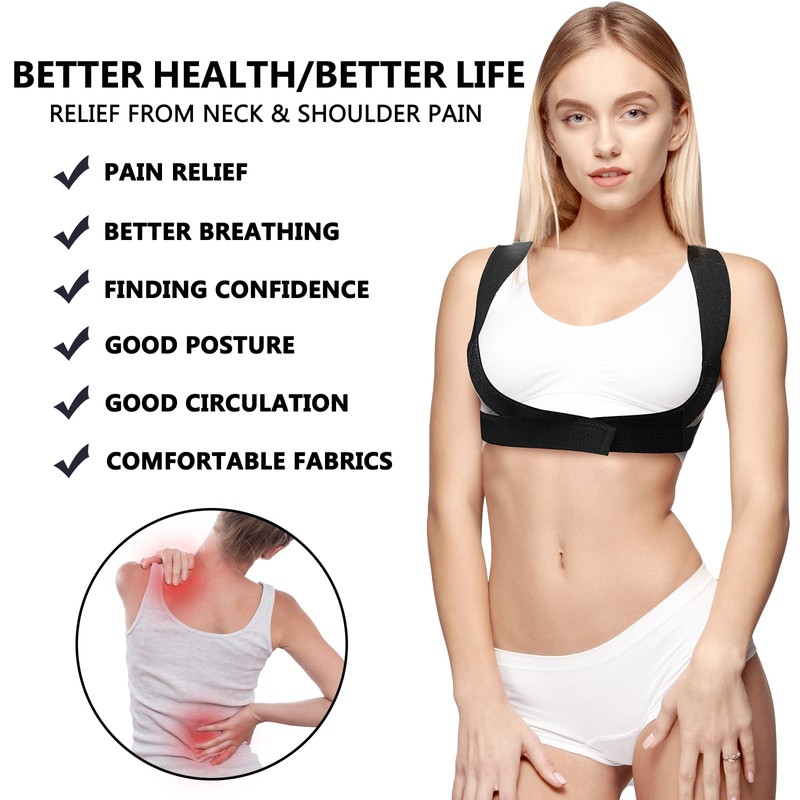 wokdsbl Posture Corrector Women & Men,Comfortable Elastic Adjustable Back Support