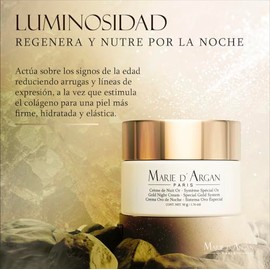 Crema Facial Oro De Noche | Skin Care Con Oro 24K Péptidos Hidratante Para Piel Grasa Seca Normal Rejuvenecedora Textura Ligera | Marie d’Argan