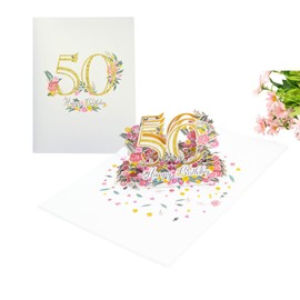 Three Dee Cards. - Happy 50th Birthday Pop Up Greeting Card, 3D For Wife Husband Partner Boyfriend Girlfriend Mum Dad Son Daughter Sister Brother Friend Her Him Fiftieth Pop-up
