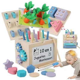 Janety 10 en 1 Juguetes Montessori 1 2 3 4 5 Años, Material Didáctico Preescolar, Juguetes Educativos para Niños y Niñas, Juguetes Montessori para Apr
