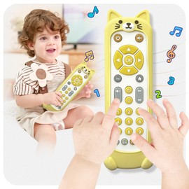 KIRALUMI Baby Remote Control Toy with Kitten Silicone Cover - Educational Musical Baby Toddler Toys with Realistic Play, Lights, and Sounds - 6, 9, 12, 18 Month Boys Girls Toys Gift.