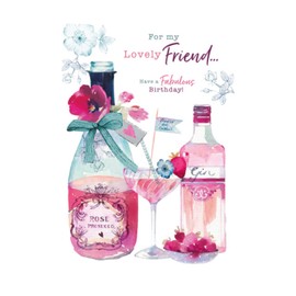 Words n Wishes Lovely Friend Have A Fabulous Birthday - Strawberry Cocktail Gin Prosecco