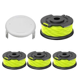 CHIHOLEN Pack of 4 Grass Trimmer Line Spool Compatible with Ryobi RAC143, Replacement Thread Spool for Ryobi RLT36B33 & RY36LT3A-0, Diameter 2 mm - 6.1 m Length, with Spool Cover RAC142 (4 Spool + 1