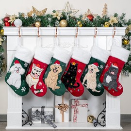 Beyond Your Thoughts 2024 New 20 in Large Black Cat Embroidery Christmas Stockings 3D Rabbit Hair Stockings for Cats Fireplace Christmas Decoration 1 Pack