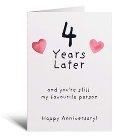 Postcard Prints - 4th Wedding Anniversary Card For Wife Anniversary Card for Husband 4 Year Anniversary Card For Boyfriend or Girlfriend Forth Anniversary