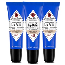 Jack Black Intense Therapy Lip Balm, 0.25-Oz., Pack of 3 – Shea Butter & Vitamin E, SPF 25 Sun Protection, Lip Moisturizer, Hydrating Lip Balm with SPF,