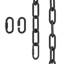 garini 6 Feet Industrial Black Light Fixture Chain, Adjustable Metal Pendant Chandelier Chain Extension with Detachable Link, Maximum Load is 66 Pounds