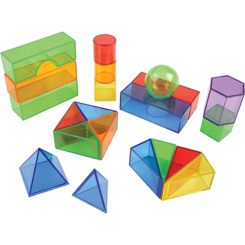 Constructive Playthings Translucent Color Building Blocks, Light Table Manipulatives, 3D