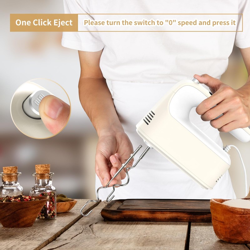 Yomelo 9-Speed Digital Hand Mixer Electric, 400W Powerful DC Motor,