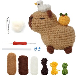 BSNRDX Beginners Crochet Starter Kit 1 Set Adorable Capybara Perfect for Novice Crafters, Ideal Creative DIY Gift for Craft Lovers, Step-by-Step Video Tutorials, Knitting Kit for Adult Kids