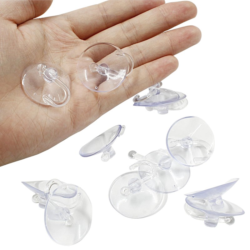 Bonsicoky 12 Pcs Suction Cups with Hooks, 30 mm Clear