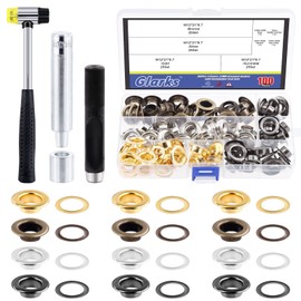 Glarks 102Pcs 12MM Thickened Grommets Eyelets with Tool Sets, 40Pcs 4 Colors Grommets Eyelets with Washers and 4Pcs Installation Tools for Fabric, Canvas, Curtain, Clothing, Leather Repair