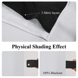 PONY DANCE 100% Blackout Curtains, Thick Double Layer Light Blocking Drapes, Thermal Insulated Noise Reducing Black Out Curtains for Bedroom Living Room with Black Liner, 52 x 84 Inch,Off White