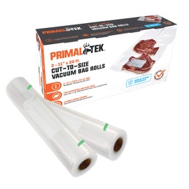 PrimalTek 11” x 20’ Cut-to-Size Vacuum Bag Rolls — 2 Rolls Included, User Friendly for Food Preservation — Microwave, Freezer and Boil Safe, BPA-Free, Compatible with Most Vacuum Sealer Machines