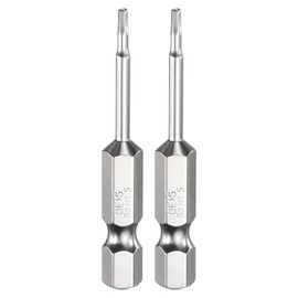 sourcing map 2pcs H1.5 Hex Head Screwdriver Bit 1.5mm Metric Flat Tip 1/4" Hex Shank 50mm (2") Long Magnetic Hexagonal Screw Drill Bit Wrench Chrome Plated Power Driver Socket