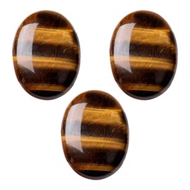 Zonoori 3 Stück Tigerauge Kristall Oval Heilkristalle, Gelb Natürlichen Edelstein für Angst Stressabbau