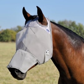 Cashel Crusader Fly Mask, Long Nose (Grey, Warmblood)