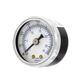 Dry Center Back Mount Pressure Gauge with 1.5" Dial, 0-400 PSI, 1/8" Male NPT Connection, Chrome Bezel, Brass Internals and Plastic Lens (1)