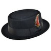 MAZ Crushable Wool Felt Round Pork Pie Hat (Large, Black)
