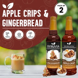 Syruvia Holiday Syrup Variety Pack Apple Crisp & Gingerbread - 25.4oz - 2-Flavor Holiday Gift Set, Gluten-Free, Kosher (2-Pack)