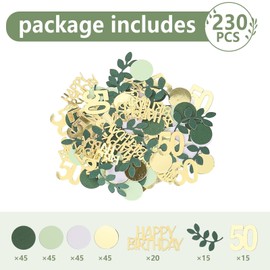 Happy 50th Birthday Confetti 15g 50th Anniversary Glitter Foil Table Decoration Sequins for 50 Years Birthday Table Confetti Party Decoration Green Gold