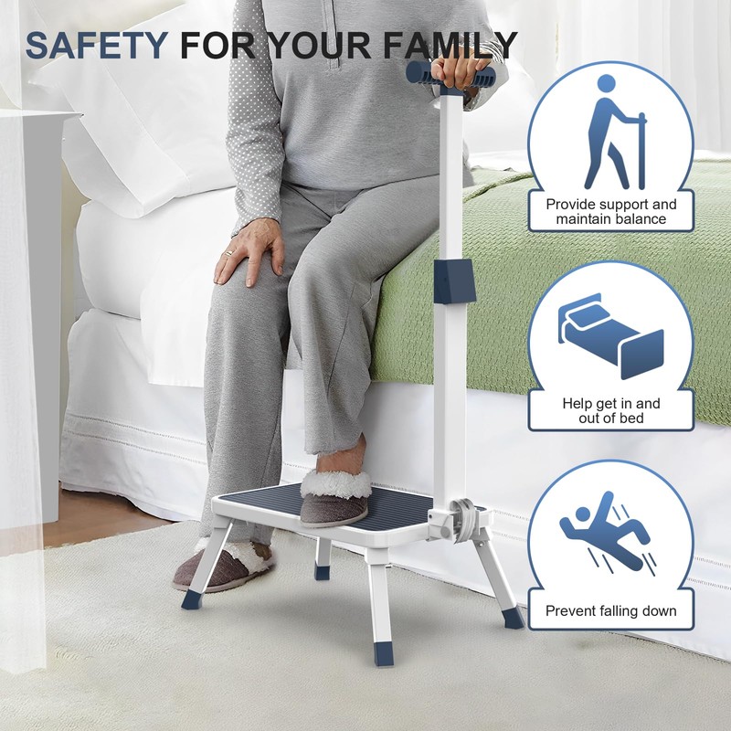Folding Step Stool, Step Stools with Handle for Elderly Adults,