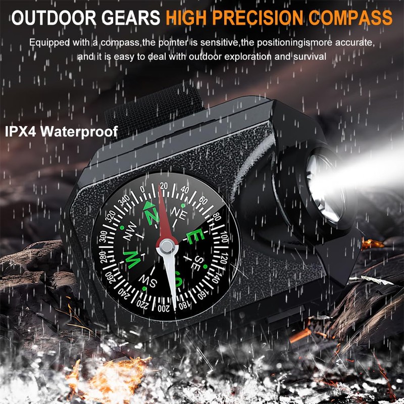 OBEST Wrist Camping Light with Compass, LED Emergency Light, Night