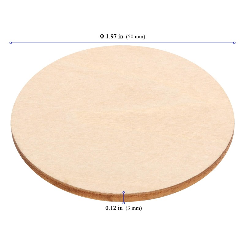 YUENPUN 200PCS 2 Inch Natural Wood Circles, Unfinished Round Wooden