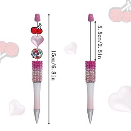 12 Pcs Beadable Pens Rhinestones Beadable Pens Plastic Black Ink Pens for Gift Making Kits Children Students Office School DIY Supplies