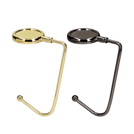 kwmobile Purse Hooks for Table - Set of 2 Metal Handbag Hook Holder Hand Bag Hanger for Tables, Desks, Work, Restaurants - Gold/Black