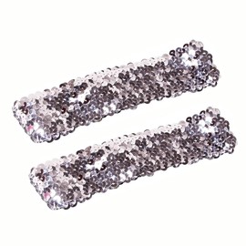 2PCS Elastic Sparkly Headband 5cm Wide Sliver Sequin Headbands For Women,Non-Slip Glitter Sport Headband