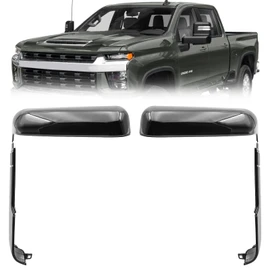 Gloss Black Top+Side Tow Mirror Covers Cap Fits for 2020 2021 2022 2023 2024 Chevy Silverado GMC Sierra 2500HD 3500HD