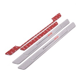 2PCS CAMARO RS Silver Carbon Fiber Car Door Sill Cover Panel Step Protector