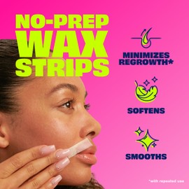 Nair Hair Remover Wax Ready Strips, Face and Bikini Hair Removal Wax Strips, Orchid and Cherry Blossom Extracts, Dermatologist Tested, Plus 4 Post Wipes, 40 Count