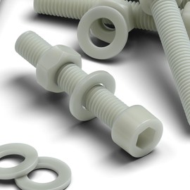 10 x Glass Filled Reinforced, Super Nylon Socket Head, M10 x 50mm Plastic Nuts and Bolts, Washers, (25/64 x 1 31/32 in)