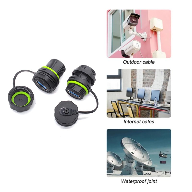 Hsupez Pack of 2 M20 Waterproof USB 3.0 Connector Female
