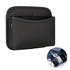 Napa Leather Car Side Pocket Organizer, Universal Car Sewn Seat Side Front Seat Console Pocket Car Gap Filler Seat Organizer Storage Box, Car Storage Organizer Bag for Phone Keys Coins Glasse (Black)
