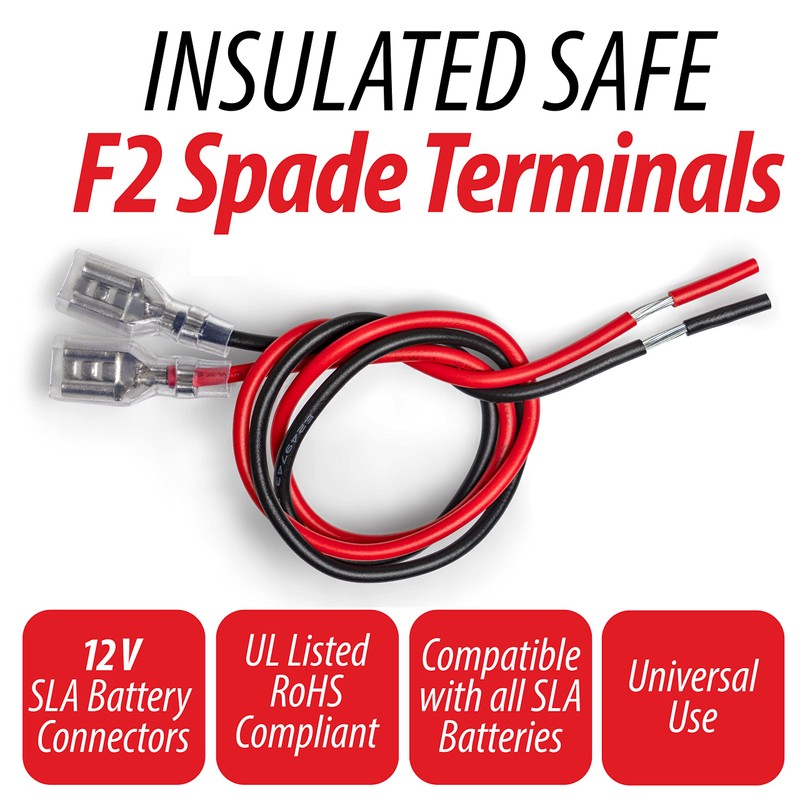 SLA Battery Terminal Leads, Female Spade Quick Connect/Disconnect 6.3mm F2