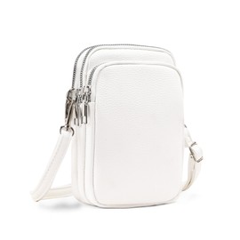 SCOFY FASHION Soft PU Leather Messenger Small Phone Crossbody Bags for Women Travel Work Purses and Handbags (White)